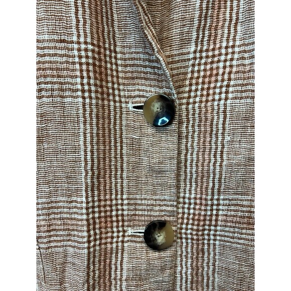 J. Jill Blazer Jacket Linen Blend Women's Harper Henna Plaid Oversized Petite L - Picture 4 of 14